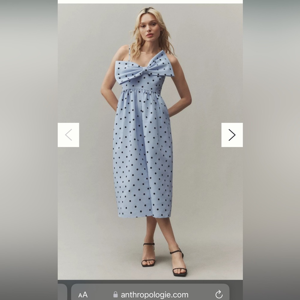 Anthropologie Dress: Sachin & Babi Sloane Asymmetrical Bow A-Line Midi Dress